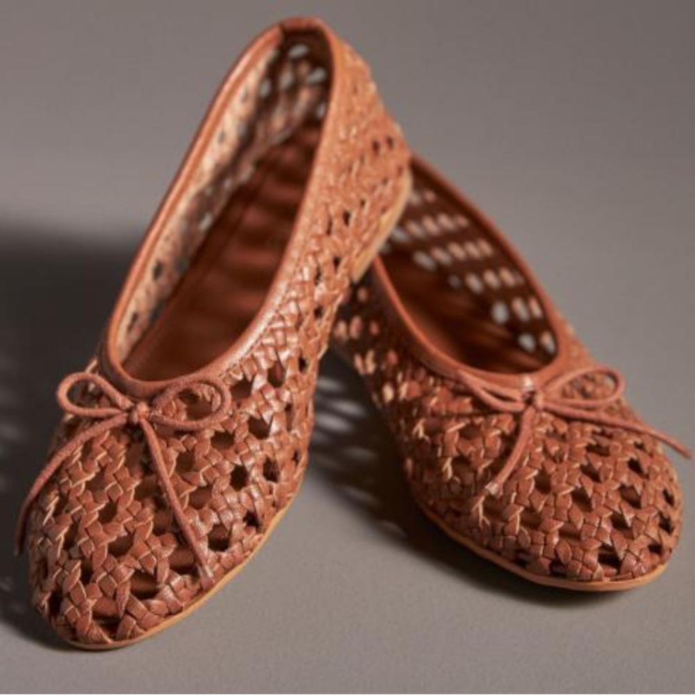 Anthropologie Pilcro Elegant Brown Ballet Woven Flats